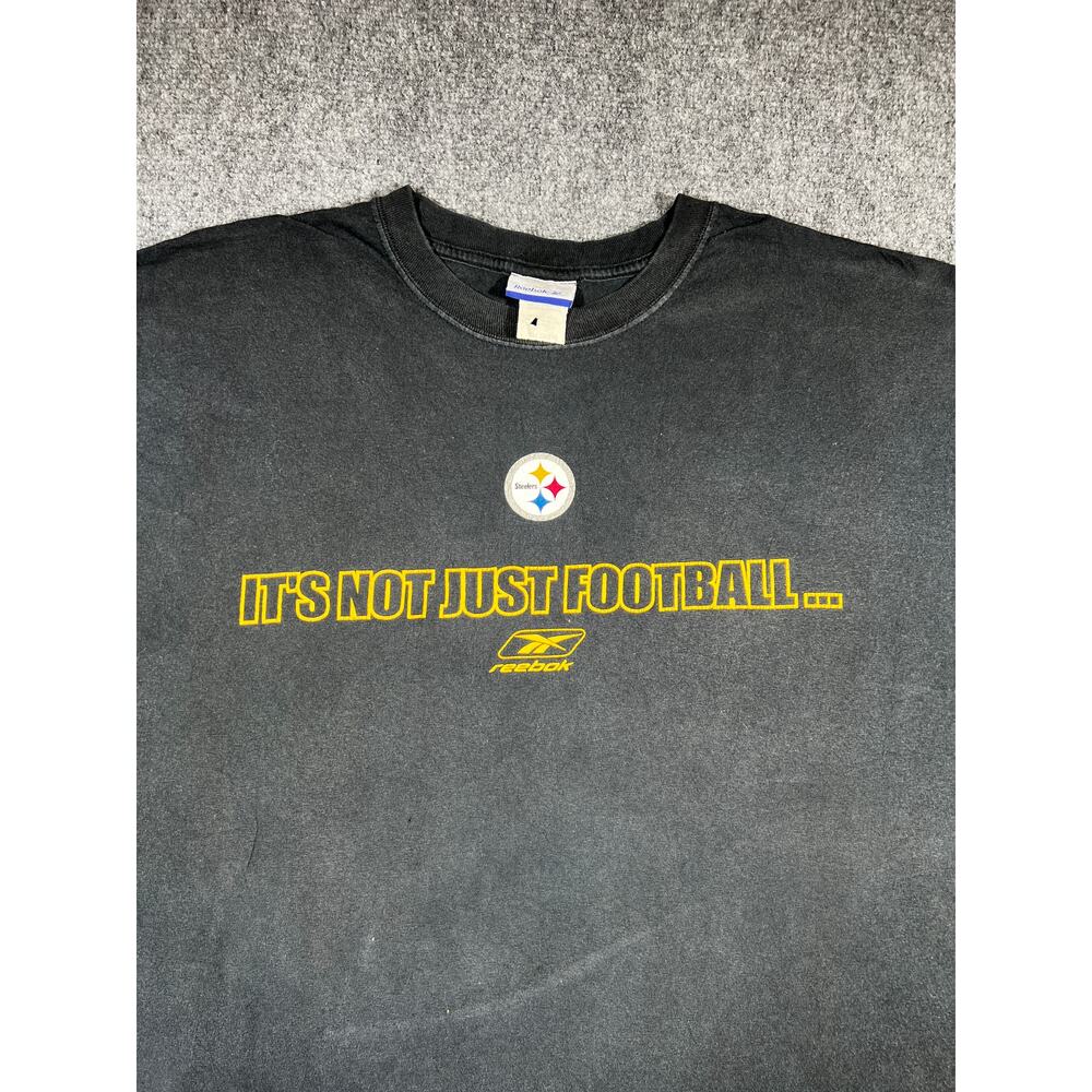 Y2K Reebok Pittsburgh Steelers T-Shirt XL Black NFL Boxy